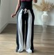 Casual Spliced ​​rubber Waist-tip Loose Straight Trousers