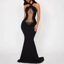 Horny Neck Strap Dress Hip Skirt