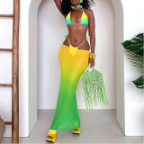 Printed Sexy Bikini Swimsuit Women's Swimsuit Three-piece Set