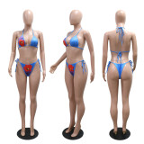 Printed Sexy Bikini Swimsuit Women's Swimsuit Three-piece Set