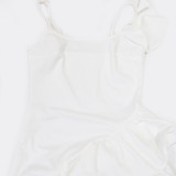 Solid Color Suspender Irregular Ruffled Women's Dress