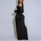 Black Tight Dress Hollow Slit Dress