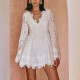 Long-sleeved Strap Lace V-neck Slim Skirt