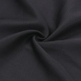 Set Drawstring Top with High Waist Side Zipper Loose Trousers Two-piece Set