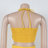 Set Drawstring Top with High Waist Side Zipper Loose Trousers Two-piece Set