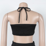 Set Drawstring Top with High Waist Side Zipper Loose Trousers Two-piece Set