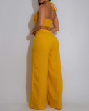 Set Drawstring Top with High Waist Side Zipper Loose Trousers Two-piece Set