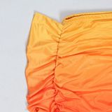 Gradient Print Set Umbilical Wrinkle Two-piece Set