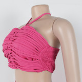 Set Drawstring Top with High Waist Side Zipper Loose Trousers Two-piece Set