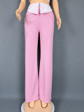 Striped Three-dimensional Floral Strap Sling Vest Straight Trousers Two-piece Suit