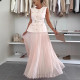 Sleeveless Small Fragrance Vest Vest Vest Mesh Pleated Skirt Two-piece Set