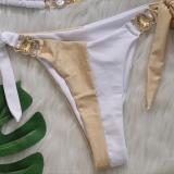 Crystal Diamond Bikini Patchwork Strap Women's Split Swimsuit