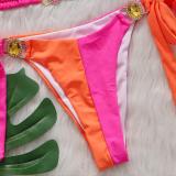 Crystal Diamond Bikini Patchwork Strap Women's Split Swimsuit