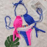 Crystal Diamond Bikini Patchwork Strap Women's Split Swimsuit