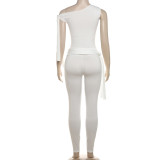 Strap Single Rotator Sleeve T-shirt High Waist Hip Casual Pants Suit