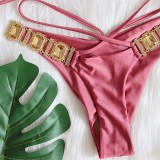 Crystal Diamond Swimsuit Bandage Split European and American Retro Swimsuit