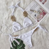 Solid Color Split Swimsuit Hand-woven Women's Swimsuit