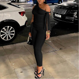 Strap Single Rotator Sleeve T-shirt High Waist Hip Casual Pants Suit