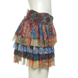 Cake Skirt High Waist Retro Printed Skirt