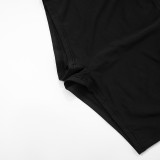 Round Neck Sleeveless Side Hollow Onesie Top Tight Shorts Two-piece Suit