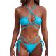 Crystal Diamond Bikini Hammer Cross-Band Strap Split Swimsuit