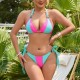 Crystal Diamond Bikini Solid Color Patchwork Strap Swimsuit