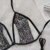 Split Sequin Swimsuit Women's Straps Hollow Beach Swimsuit