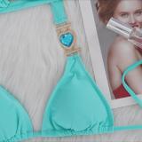Luxury Crystal Diamond Bikini Solid Color Women's Split Strap Swimsuit