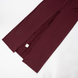 Solid Color Sleeveless Halter Neck Tight Hip-packing Pleated Slit Long Dress