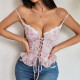 Lace Printed Small Lace Tie Rope Close-fitting Style Fresh Small Suspender