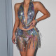 Tassel Strap Sweet and Spicy Sequin Top 2 Piece Set