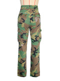 Casual Camouflage Print Multi-pocket Street Fashion Workout Straight Trousers