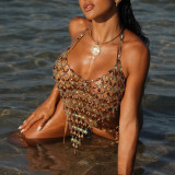 Gem Chain Tassel Beach Sexy Splicing Women's Backless Suspender Strap