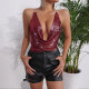Deep Neck V-metal Suspender Vest Women's Sleeveless Low-cut Sexy Top