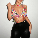 Hollow Nightclub Dripping Gem Vest Halter Neck Hollow Bra Bikini Body Chain