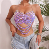 Chain Colored Shell Bead Top Vest