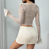 Stretch Flower Lace Steel Ring Fishbone Top