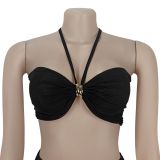 Strapple-wrapped Arm Pleated Mesh Skirt Sets