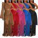 Silky Glossy Tassel Off-shoulder Sexy Dress