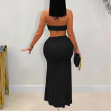 Strapple-wrapped Arm Pleated Mesh Skirt Sets