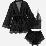 3-piece Lace Suspender Set with Sleeping Gown