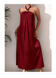 French Off-shoulder Halter Casual and Comfortable Long Dress