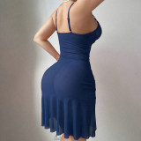 Lace Perspective Tempting Mesh Dress Thong Two-piece Suit
