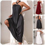 French Off-shoulder Halter Casual and Comfortable Long Dress