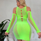 Sexy Underwear Hollow Tight Mesh Sexy Long-sleeved Perspective Hip-cover Skirt