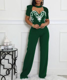 Line Splicing Sports Fitness Short-sleeved Jumpsuits