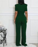 Line Splicing Sports Fitness Short-sleeved Jumpsuits