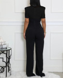 Line Splicing Sports Fitness Short-sleeved Jumpsuits