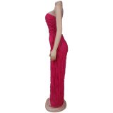 Women's Solid Color Loose Casual Wavy Jumpsuits