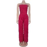 Women's Solid Color Loose Casual Wavy Jumpsuits